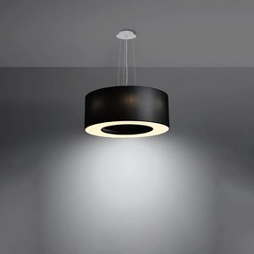 Závesné svietidlo Saturno, 1x čierne textilné tienidlo, (biely plast), (fi 50 cm)