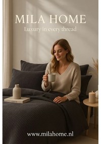 Antracitové obliečky na jednolôžko z bavlny Renforcé 140x200 cm Waffle Striped – Mila Home Luxury