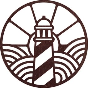 Drevený obraz s motívom majáka - FEDRO: Preglejka - Hnedá farba Rozmer  20 cm 4084-60783 PR0416