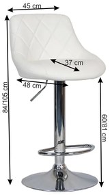 Barová stolička Marid - biela / chróm