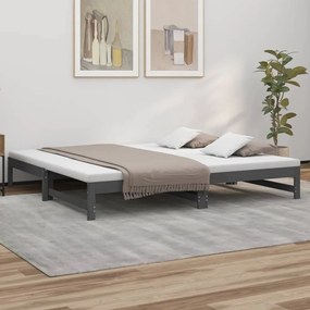 Rozkladacia denná posteľ sivá 2x(90x200) cm borovicový masív 823406