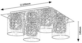 RABALUX Prisadené stropné osvetlenie s krištáľmi DUCHESS, 4xG9, 40W, chrómované