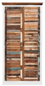 furniture-nabytek.cz - Masívna šatníková skriňa Perth z recyklovaného dreva, lakovaná, biela / farebná – 90×60×180 cm