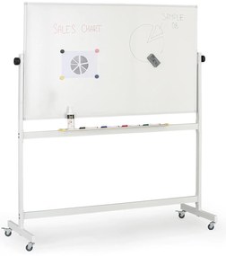 Mobilná otočná magnetická tabuľa, keramický povrch, 1500 x 900 mm