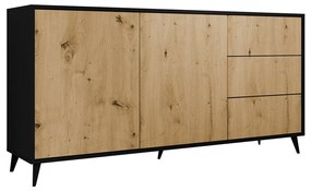 Komoda Oksewo 2D3SZ (dub artisan + čierna) . Vlastná spoľahlivá doprava až k Vám domov. 1103665
