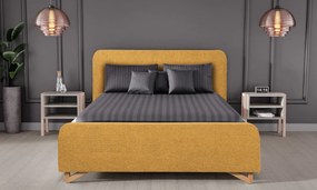 Posteľ Flamingo 180x200 cm, žltá štruktúrovaná tkanina