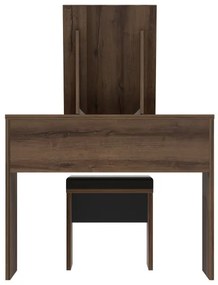Toaletný stolík JUNO + taburet 45x29,6 cm hnedá/čierna