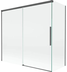 Mexen Rox, 2-krídlová posuvná vaňová zástena 170 + 70 x 150 cm, 8mm číre sklo, brúsený grafit profil, 8C9-170-070-66-00