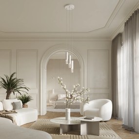 Závesné svietidlo Lami, 2x biele kovové tienidlo