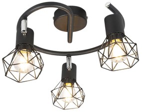 Reflektor Art Deco čierny nastaviteľný 3-svetlo - Mosh