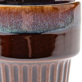 Súprava 4 keramických hrnčekov Rustik 100 ml, tmavohnedá