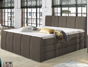 Posteľ boxspring Fresco 180x200 cm, svetlo hnedá látka