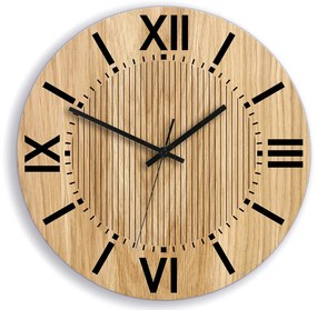 Drevené nástenné hodiny Santiago 33 cm dub prírodný/čierny