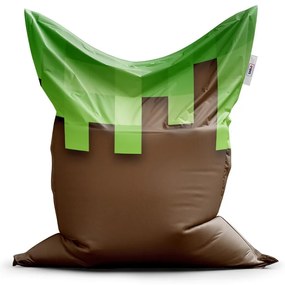 Sedací vak Classic Green Blocks 2 - detský, hnedá / zelená
