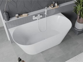 Mexen Oval Slim voľne stojaca vaňa pri stene 170 x 80 cm, biela, biely prepad - 52661708000-20