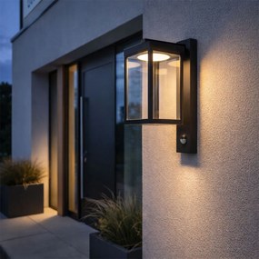 Vonkajšia nástenná lampa čierna vrátane LED snímača pohybu - Ferdinand