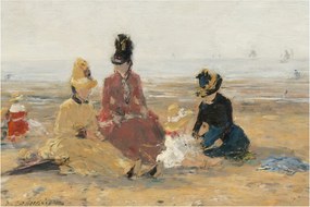 Obraz - Eugène Boudin, On the Beach, Trouville, reprodukcia (90x60 cm)