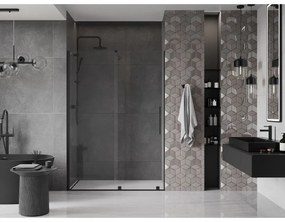 Mexen Velar, posuvné dvere do otvoru 130x200 cm, 8mm číre sklo, čierna matná, 871-130-000-01-70