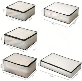 Arte Regal Textilný úložný box na uschovanie oblečenia a posteľnej bielizne, WHITE KIPIT, 60x45x30, biely