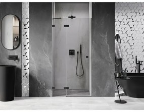Mexen, Mexen Lunar ľavé výklopné sprchové dvere 85 cm, transparentné, čierne - 834-085-000-70-00-L