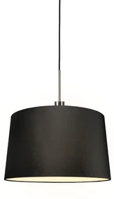 Moderné závesné svietidlo oceľ s tienidlom 45 cm čierne - Combi 1