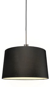 Moderné závesné svietidlo oceľ s tienidlom 45 cm čierne - Combi 1