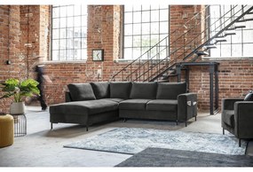 Tmavosivá zamatová rozkladacia rohová pohovka (ľavý roh) Lofty Lilly – Miuform