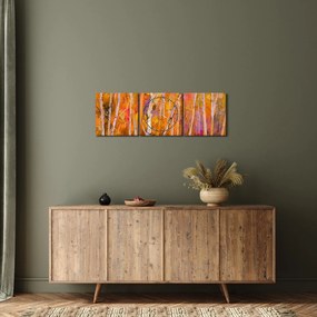 Obraz - Jesenný les (s hodinami) (90x30 cm)