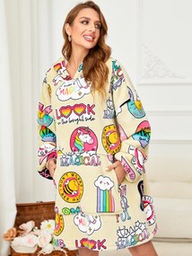 Baránková mikinová deka s rukávmi a kapucňou MAGICAL krémová