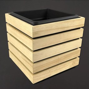 AMADEA Kvetináč s dreveným obalom, priemer 27,5x27,5x26 cm, drevený kvetináč