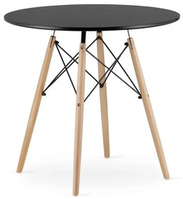 Jedálenský stôl 80 cm čierny s hnedými nohami