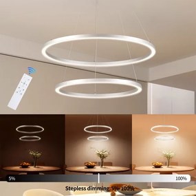 Brilagi-LED stmievateľný závesný luster na lanku PORTOFINO LED/98W/230V pr. 80 cm strieborný s diaľkovým ovládaním