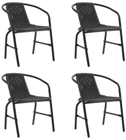 Záhradné stoličky 4 ks plastový ratan a oceľ 110 kg