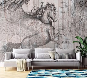 Gario Fototapeta Pegasus - vystrašený kôň na abstraktnej grafike Materiál: Vliesová, Rozmery: 200 x 140 cm
