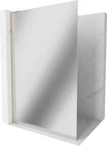 Mexen Kioto L, sprchová zástena Walk-In 80 x 200 cm, 8mm sklo vzor zrkadlo, zlatý lesklý profil,800-080-103-50-50