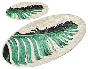 Zeleno-béžové kúpeľňové predložky v súprave 2 ks 60x100 cm Floret – Foutastic