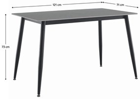 Tempo Kondela Jedálenský stôl, sivý mramor/čierna, 121x71 cm, FLORENC TYP 1