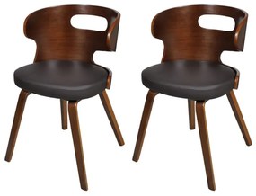 Jedálenské stoličky 2 ks, hnedé, umelá koža