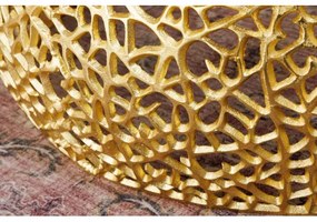 Konferenčný stôl Leaf 43228 Ø75cm Aluminium Gold + Drevo Acacia - Komfort-nábytok