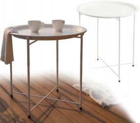 Okrúhly kovový kávový stolík 47 x 50,5 cm - biely