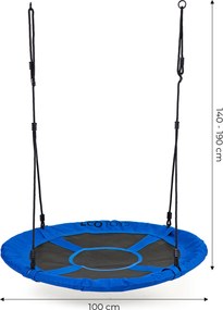 ECOTOYS Záhradná hojdačka – bocianie hniezdo 100 cm, nosnosť 150 kg, modrá, pre deti 3+