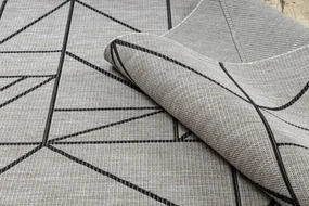 Koberec SIZAL FLOORLUX 20605 geometrický trojuholník - strieborný / čierny