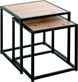 Sada stolíkov Lucca, čierne/dub artisan%