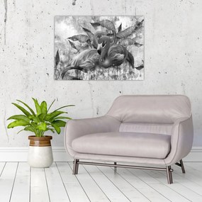 Obraz - Plameniaky graffiti (70x50 cm)