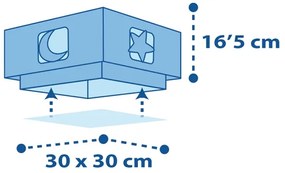 Dalber 63236T - Detské stropné svietidlo MOONLIGHT 2xE27/60W/230V modrá