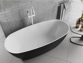 Mexen Luvo Slim, voľne stojaca vaňa 170 × 75 cm, biela-čierna, biely prepad, 52801707575-20