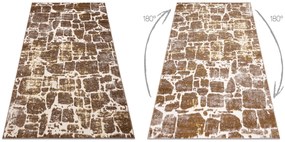 Moderný MEFE koberec 6184 Dlažba tehla - Štrukturálny, dve vrstvy rúna tmavo-béžová