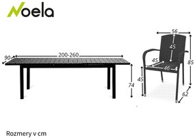 Noela Záhradný jedálenský set Grande Lungo + 10x ratanová stolička Roma