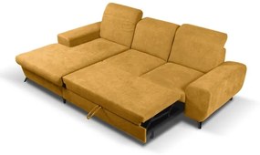 Rozkladacia rohová čalúnená sedacia súprava s úložným priestorom do L ALTA ľavá žltá