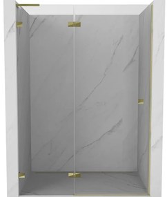 Mexen, Mexen Lunar L Otočné ľavé sprchové dvere 135 cm, transparentné, zlaté - 834L-135-000-50-00-L